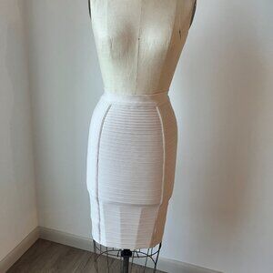 Minimalist Beige Bandage Knit Skirt – Sculpting Pencil Fit